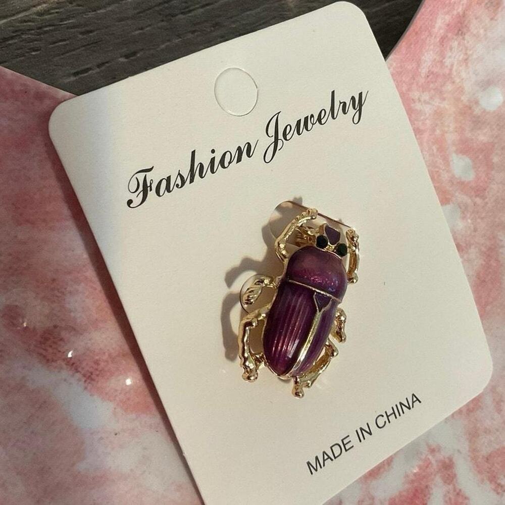 NEW Brand New Beetle Pin / Brooch Purple Silver Beetle  Measures: 1”